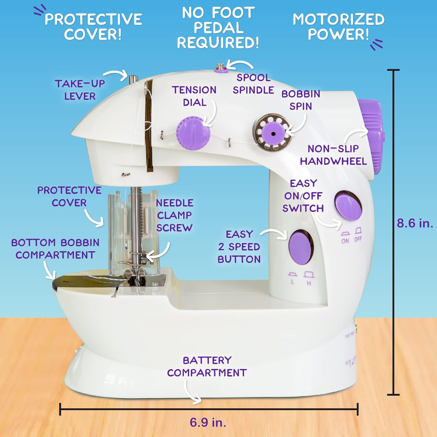 Beginner sewing machine compact design for kids ages 8 and up